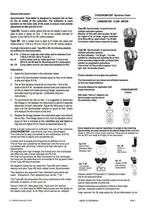 Carburetor Synchrometer Flow Meter - ITCSK1-30/1 - International Tool Company
