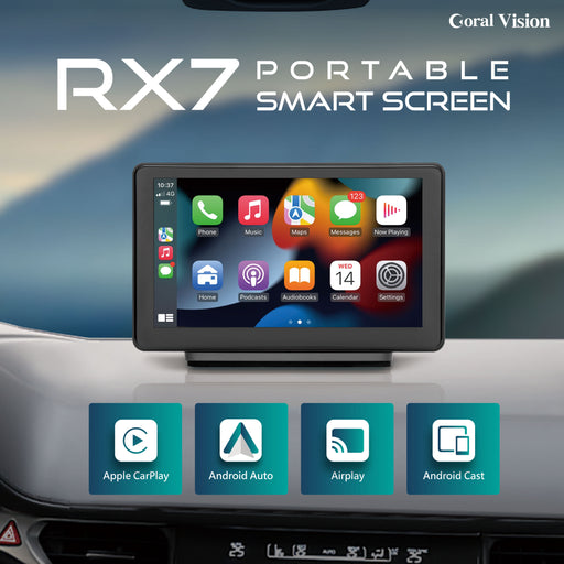 Coral Vision RX7 - Portable Smart Screen for wireless CarPlay Android Auto Nondestructive Install - International Tool Company