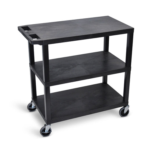 Luxor 3 Tier Professional Flat Shelf Cart ITCEC222-B - International Tool Company