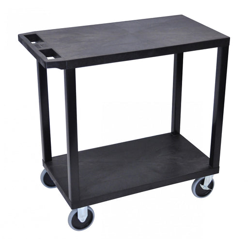 Luxor 2 Tier Cart, Flat Shelves - ITCEC22HD-B - International Tool Company