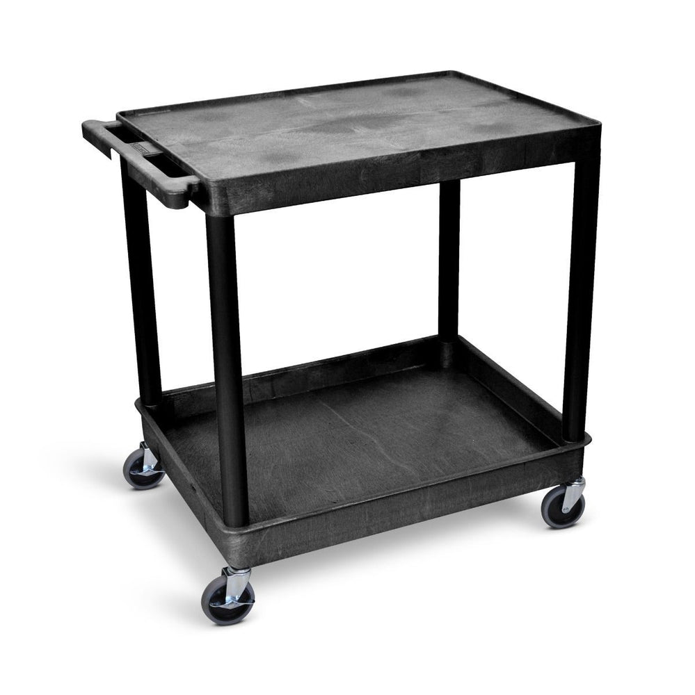 Luxor 2 Tier Professional Large Flat-Top and Tub-Bottom Shelf Cart - ITCTC21-B - International Tool Company