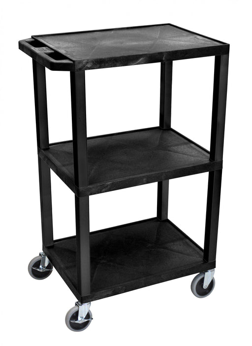 Luxor Plastic Multi-Purpose Trolley, Polyethylene, Black 3 Tier Shelf Cart - ITCUCPL1 - International Tool Company