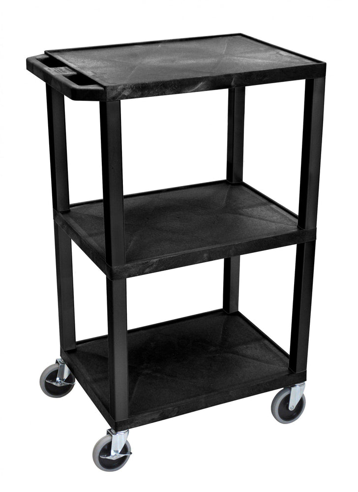 Luxor Plastic Multi-Purpose Trolley, Polyethylene, Black 3 Tier Shelf Cart - ITCUCPL1 - International Tool Company