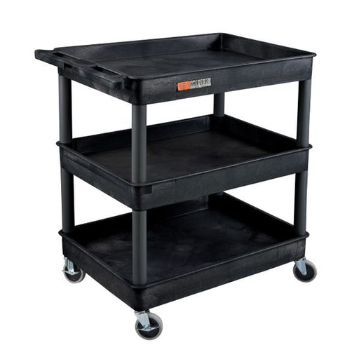 ENDURA® XL 34" H Three-Shelf Utility Cart, 32" W x 24" D, Black, Tub Shelves - TC111-B - International Tool Company