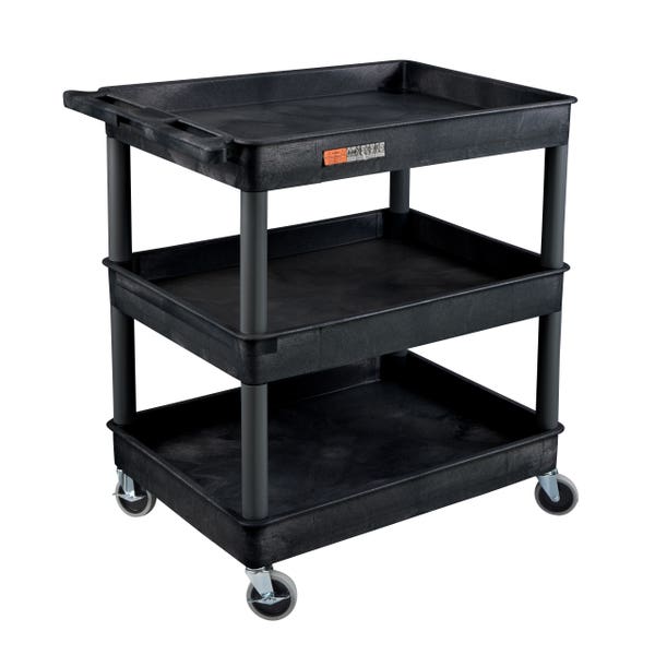 ENDURA® XL 34" H Three-Shelf Utility Cart, 32" W x 24" D, Black, Tub Shelves - TC111-B - International Tool Company
