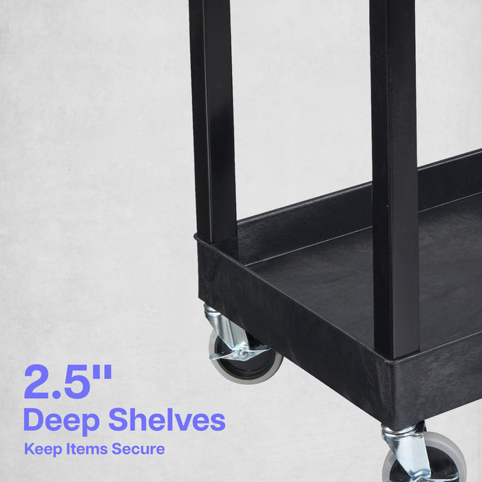 TUFFY® XL Two-Shelf Multi-Purpose Utility Cart, 32" x 18", Black, Tub Shelves - EC11-B - International Tool Company
