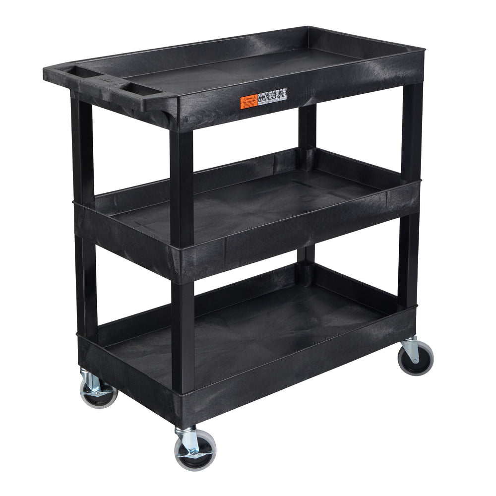 TUFFY® XL Three-Shelf Multi-Purpose Utility Cart, 32" x 18", Black, Tub Shelves - EC111-B - International Tool Company