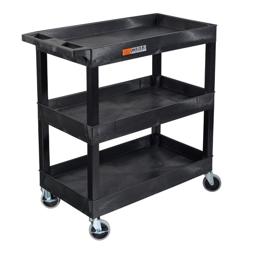 TUFFY® XL Three-Shelf Multi-Purpose Utility Cart, 32" x 18", Black, Tub Shelves - EC111-B - International Tool Company