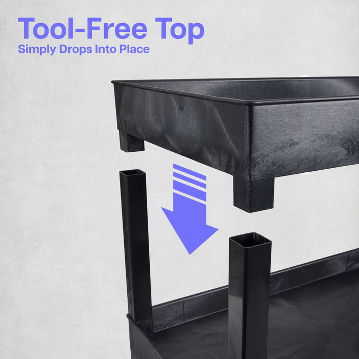 TUFFY® XL Three-Shelf Multi-Purpose Utility Cart, 32" x 18", Black, Tub Shelves - EC111-B - International Tool Company