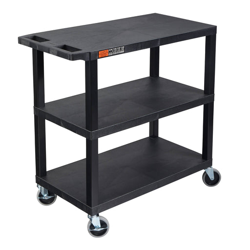 TUFFY® XL Three-Shelf Multi-Purpose Utility Cart, 32" x 18", Black, Flat Shelves - EC222-B - International Tool Company