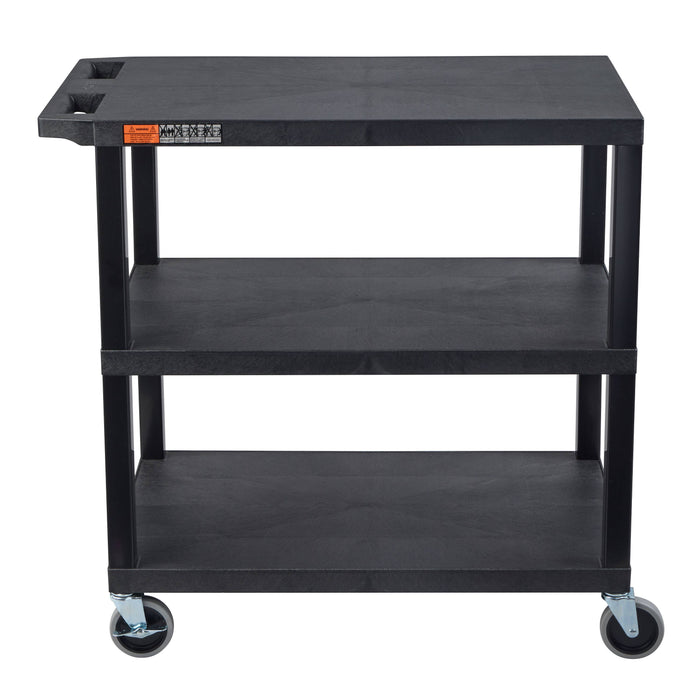 TUFFY® XL Three-Shelf Multi-Purpose Utility Cart, 32" x 18", Black, Flat Shelves - EC222-B - International Tool Company