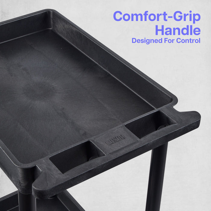 ENDURA® 34" H Three-Shelf Utility Cart, 24" W x 18" D, Black, Tub Shelves - STC111-B - International Tool Company