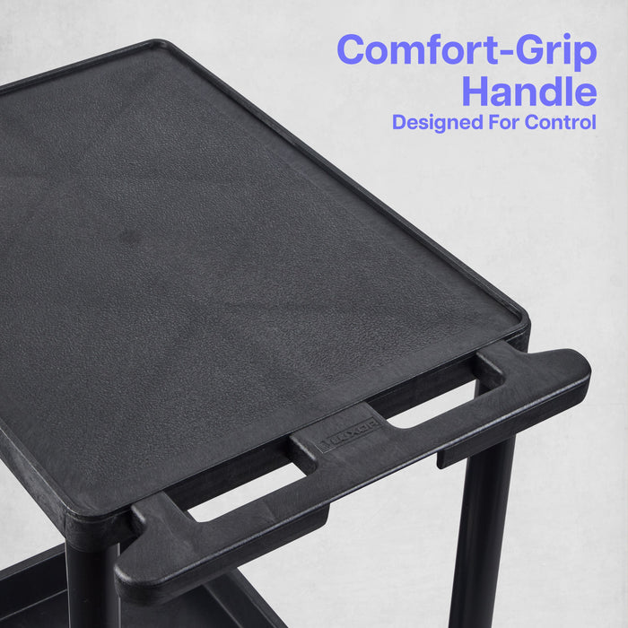ENDURA® 34" H Three-Shelf Utility Cart, 24" W x 18" D, Black, Flat/Tub Shelves - STC211-B - International Tool Company