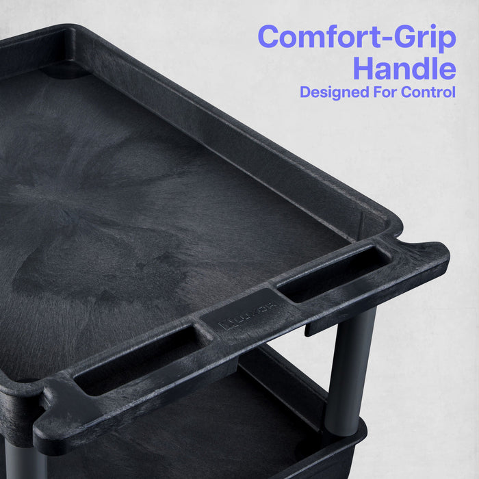 ENDURA® XL 34" H Three-Shelf Utility Cart, 32" W x 24" D, Black, Tub Shelves - TC111-B - International Tool Company
