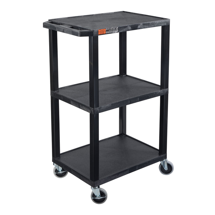 TUFFY® 42" H Three-Shelf Multi-Purpose Utility Cart, 24" W x 18" D, Black - UCPL1 - International Tool Company