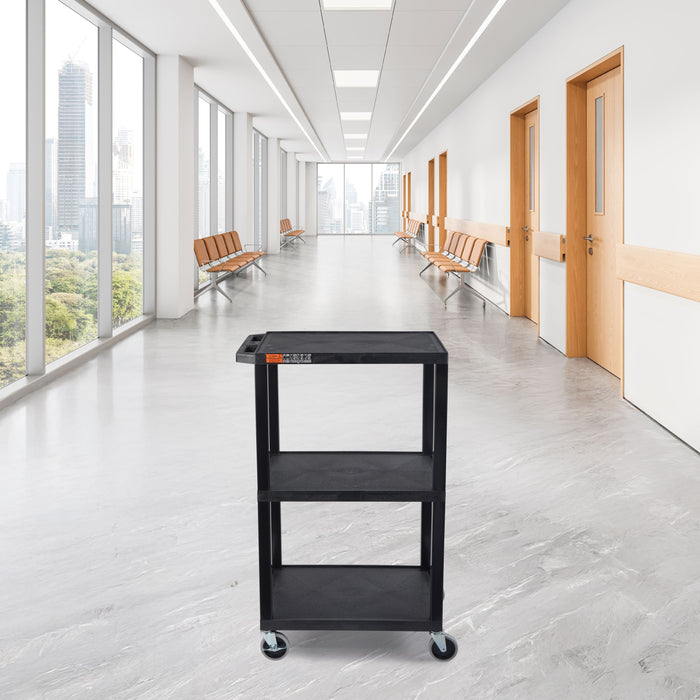 TUFFY® 42" H Three-Shelf Multi-Purpose Utility Cart, 24" W x 18" D, Black - UCPL1 - International Tool Company