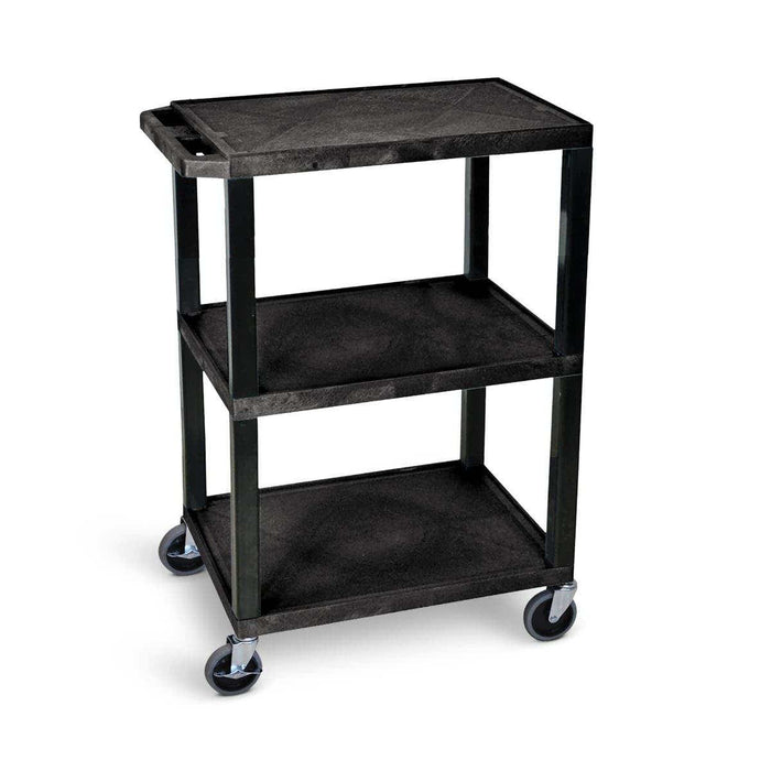 TUFFY® 34" H Three-Shelf Multi-Purpose Utility Cart, 24" W x 18" D, Black, Flat Shelves - WT34S - International Tool Company