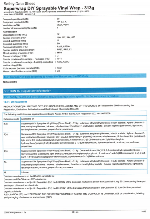 Superwrap Safety Data Sheet - International Tool Company