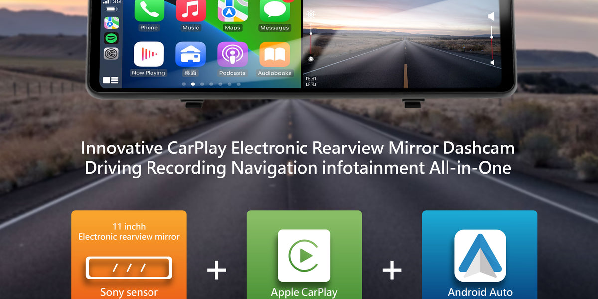 R9 Mirror Dashcam - Dual-lens 4K Dashcam wireless CarPlay – Coral Vision