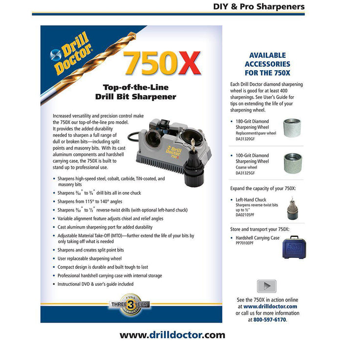 Drill Doctor 750X Drill Bit Sharpener - ITCDD750X - International Tool Company