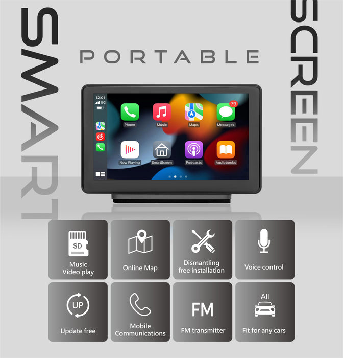 Coral Vision RX7 - Portable Smart Screen for wireless CarPlay Android Auto Nondestructive Install - International Tool Company