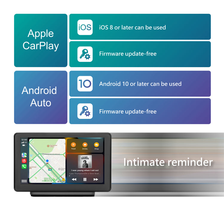 Coral Vision RX7 - Portable Smart Screen for wireless CarPlay Android Auto Nondestructive Install - International Tool Company