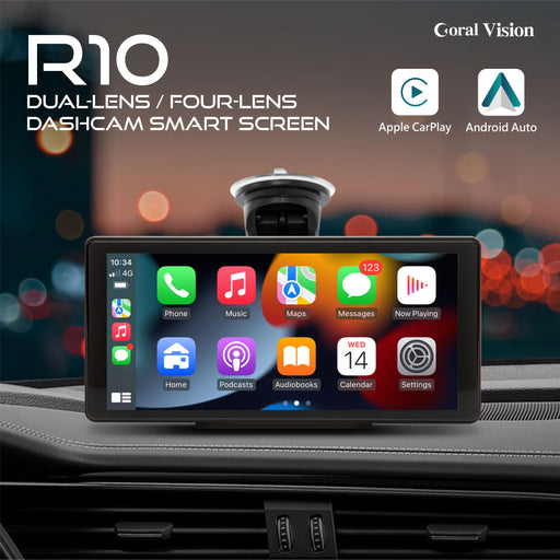 Coral Vision R10 - 10-inch Dual-lens Quad-lens Dashcam with Smart Screen of wireless CarPlay Android Auto - International Tool Company