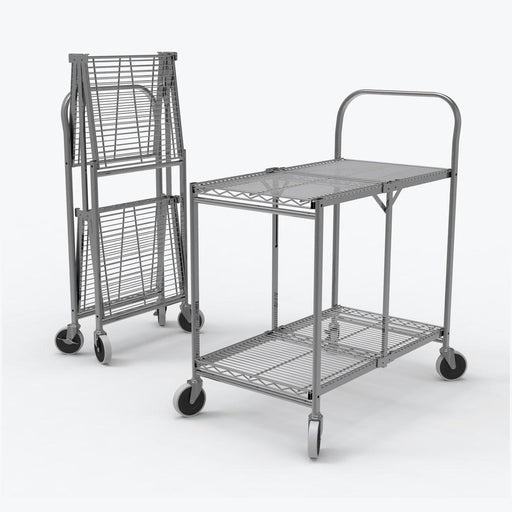 Luxor 2 Tier High Quality Metal Wire Two-Shelf Collapsible Wire Utility Cart - ITCWSCC-2 - International Tool Company